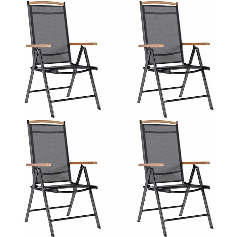 Image of VIDAXL Vidaxl - Folding Garden Chairs 4 pcs Aluminium and Textilene Black 41733