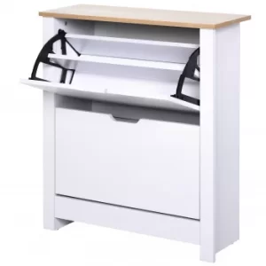 Image of HOMCOM 12-Shoe Storage Cabinet 4 Shelves 2 Drawers Tabletop 4 Legs Protective Feet Modern Stylish Unit Hallway Bedroom Home Furniture White