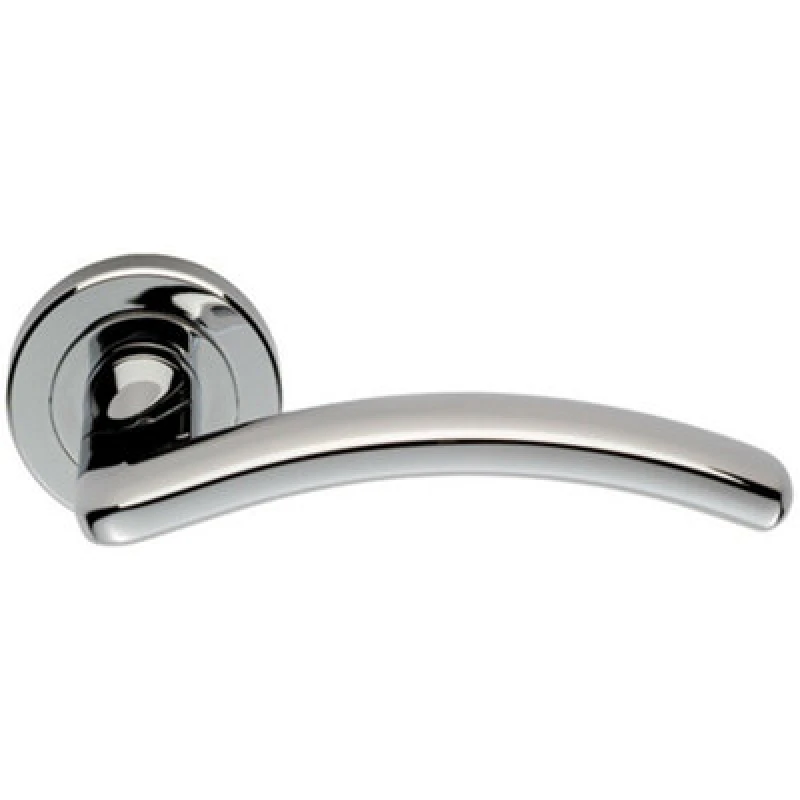 Image of Loops PAIR Oval Shape Arched Bar Lever on Round Rose Concealed Fix Polished Chrome Multi