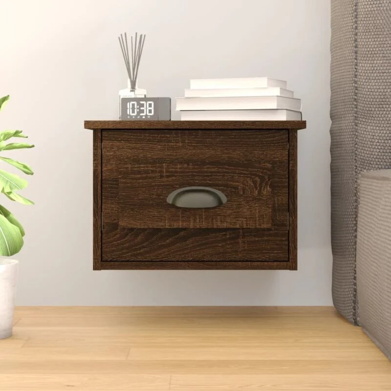 Image of VIDAXL Wall-mounted Bedside Cabinet Brown Oak 41.5x36x28cm Vidaxl 8720845792800