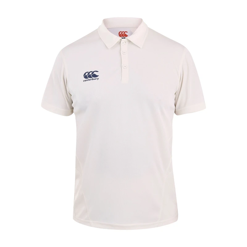 Image of Canterbury Canterbury Men Cricket Polo Shirt in Off White Size: large Off White L Male 5063806443377
