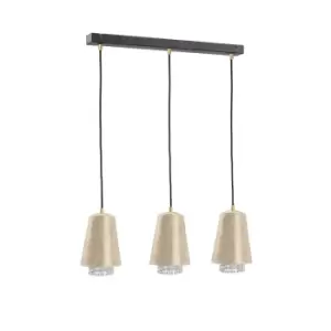 Image of Molly Bar Pendant Ceiling Light Crystal Gold, 60cm, 3x E27