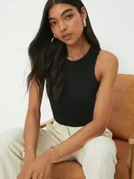 Image of Dorothy Perkins Rib Racer Vest - Black, Size XL, Women