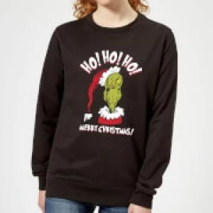 Image of The Grinch Ho Ho Ho Womens Christmas Sweatshirt - Black - XL