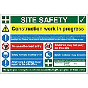 Image of Site Sign Site Safety Fluted Board 60 x 90 cm