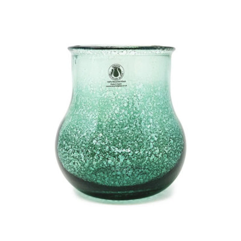 Image of Verano Spanish Ceramics Recycled Glass Rimma Clear Home Decor Round Teardrop Jar (H) 20cm Teal unisex