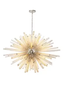 Image of 32 Light E27, Oval Pendant Polished Nickel , Champagne Glass