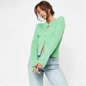 Image of Missguided Tall Basic Button Front Rib Knit Top - Green