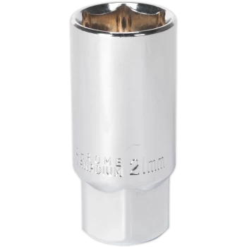 Image of Sealey 1/2" Drive Magnetic Hexagon Spark Plug Socket Metric 1" 21mm