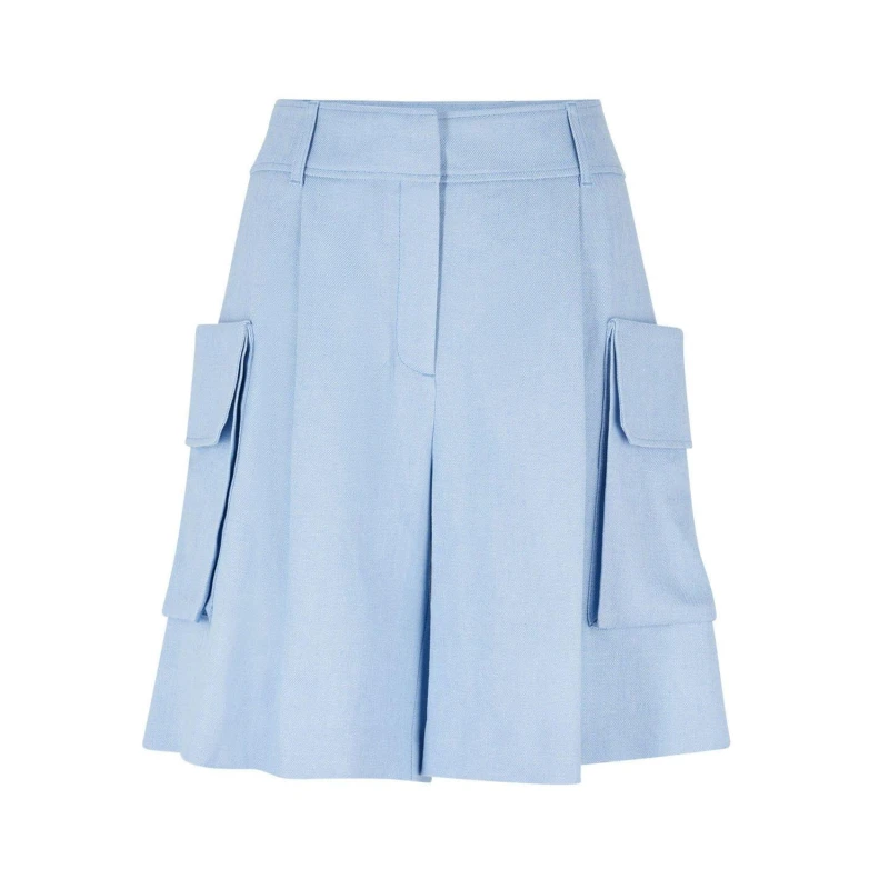 Image of Boss Taeva Linen Blend Cargo Shorts Blue female 8