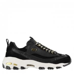 Image of Skechers DLite Trainers - Black/Gold