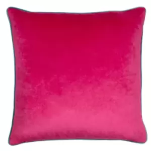 Image of Meridian Velvet Cushion Raspberry/Teal