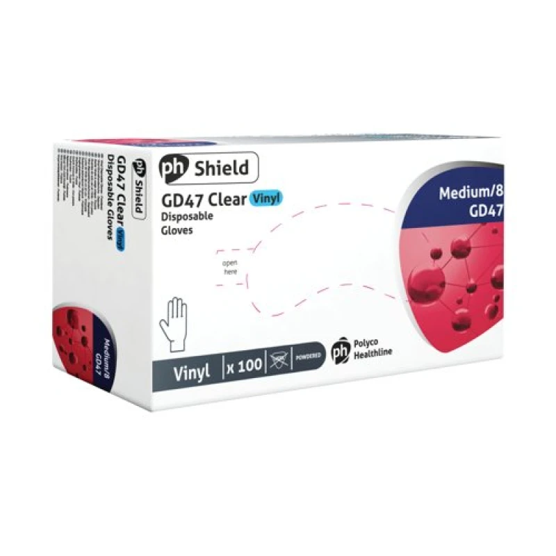 Image of Shield Powdered Vinyl Gloves Clear M (100 Pack) GD47-M