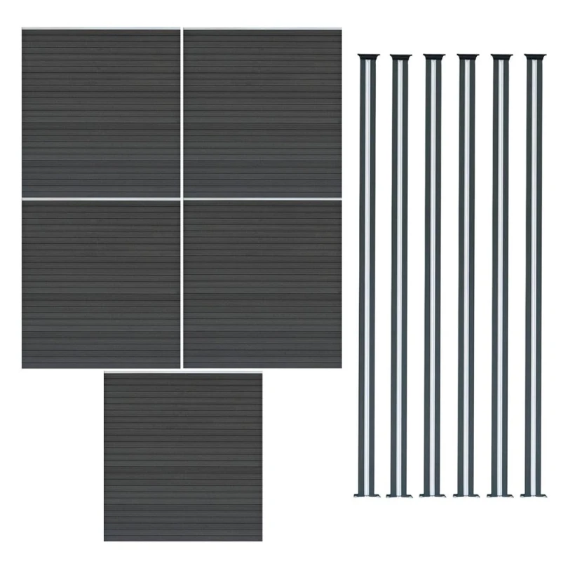 Image of Monstershop Composite Fence Panels & LED Posts 6ft x 29ft - Grey Grey Unisex