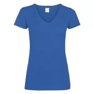 Image of Womens/Ladies Value Fitted V-Neck Short Sleeve Casual T-Shirt (X Small) (Cobalt)