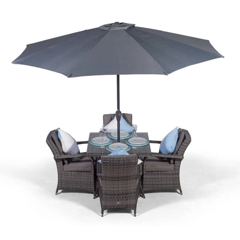 Image of Thats Furniture Arizona Square 4 Seater Rattan Patio Dining Set in Grey Grey Unisex