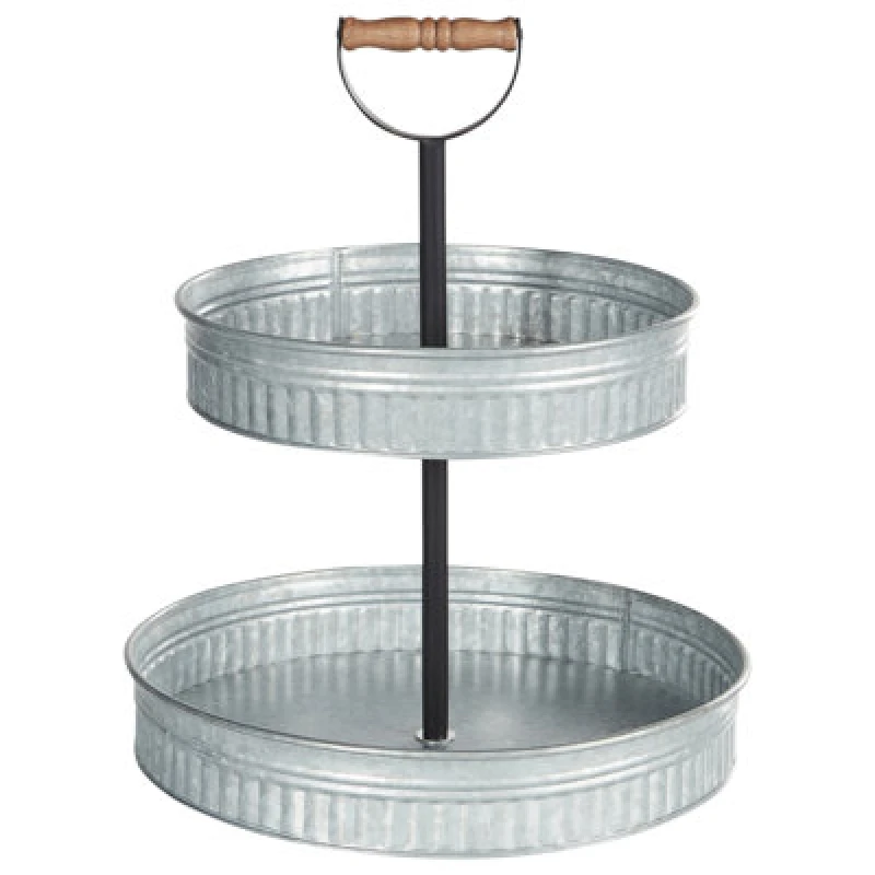 Image of Beliani 2-Tiered Cake Stand Kouign Silver