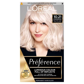 Image of L'Oral Paris Prfrence Infinia Hair Dye (Various Shades) - 10.21 Stockholm Very Light Pearl Blonde