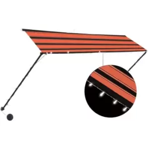 Image of Retractable Awning with LED 300x150cm Orange and Brown vidaXL - Multicolour