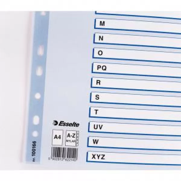Image of Esselte Mylar, Pre-printed Divider, A-Z, A4, Assorted Colours