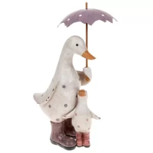 Image of Polka Dot Brolly Duck Mum & Baby Lilac Ornament