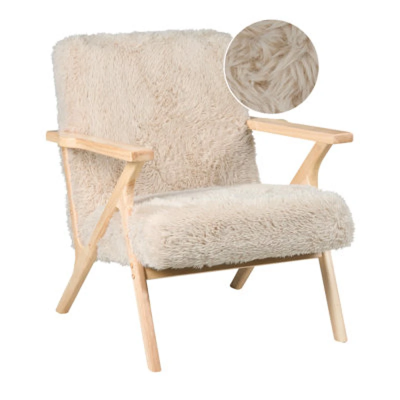 Image of Beliani Faux Fur Armchair Light Beige Kisa