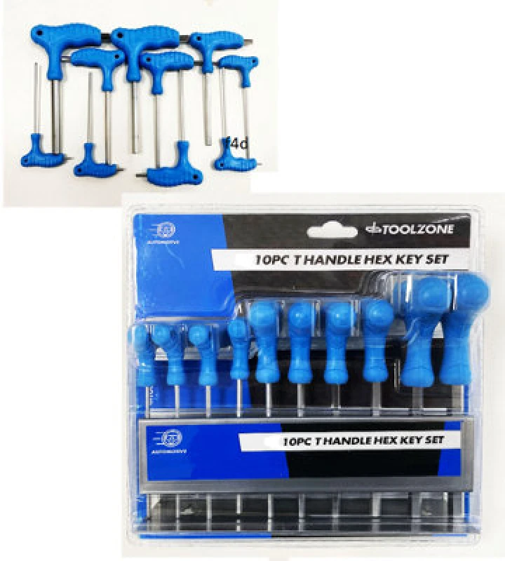 Image of Toolzone 10 Piece T Handle Hex Keys Metric KDPHX027