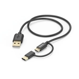 Image of Hama 1m Micro USB Cable with Type C Adapter