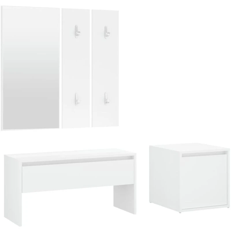 Image of VIDAXL Hallway Furniture Set White Engineered Wood Vidaxl 8720286661123