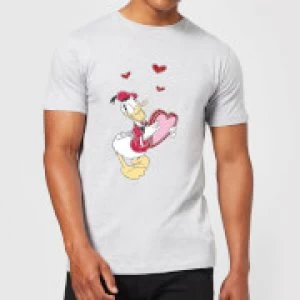 Image of Disney Donald Duck Love Heart Mens T-Shirt - Grey - M