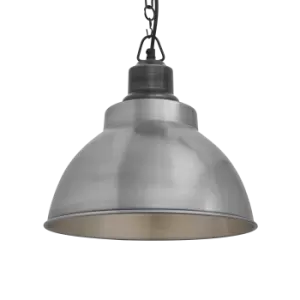 Image of Industville Brooklyn Dome Pendant - 13" - Light Pewter Dome Pewter Chain / Pewter Chain