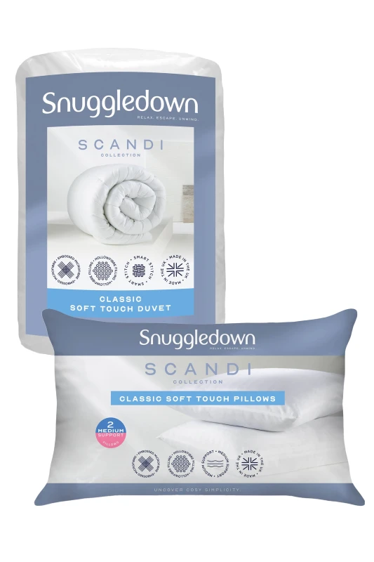 Image of Snuggledown Snuggledown Scandinavian Hollowfibre 13.5 Tog Winter Duvet With 2 Pillows in White Size: King White King Unisex 5060543866513