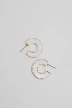 Image of Gold Mother Of Pearl Inlay Hoop Earrings
