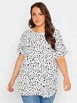 Image of Yours Short Sleeve Boxy Spot Print Top - Black/White, Size 20, Women