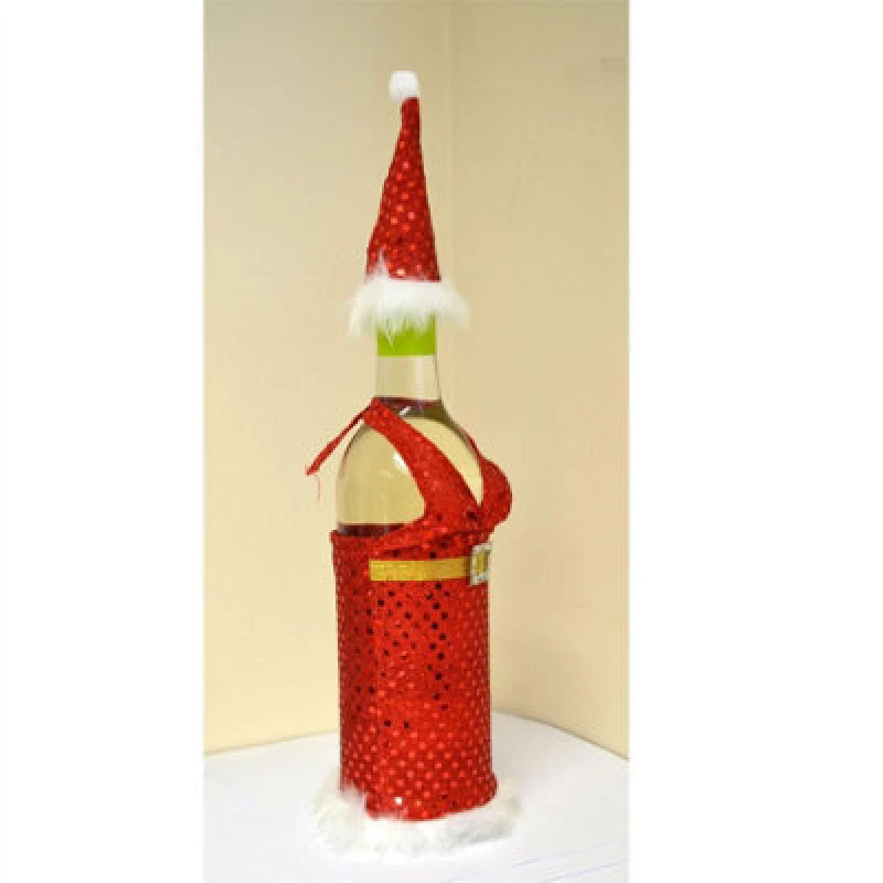 Image of Shatchi Christmas Wine Bottle Cover Gift Bags Lady Santa Xmas Party Decorations Home Bar Restaurants Pub Decor Table Decorations Multi