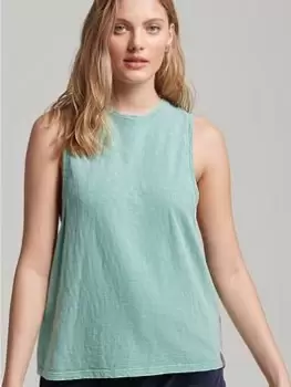 Image of Superdry Vintage 100% Organic Cotton Vest - Washed Green, Size 10, Women