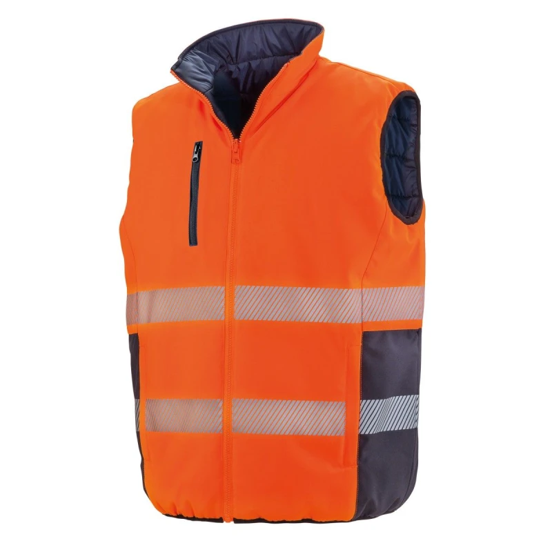 Image of SAFE-GUARD by Result Mens Soft Touch Reversible Safety Gilet in Orange Size: Small Orange Male S