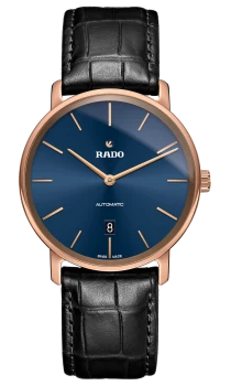 Image of Rado DiaMaster Thinline Automatic Mens watch - Water-resistant 5 bar (50 m), Ceramos, blue
