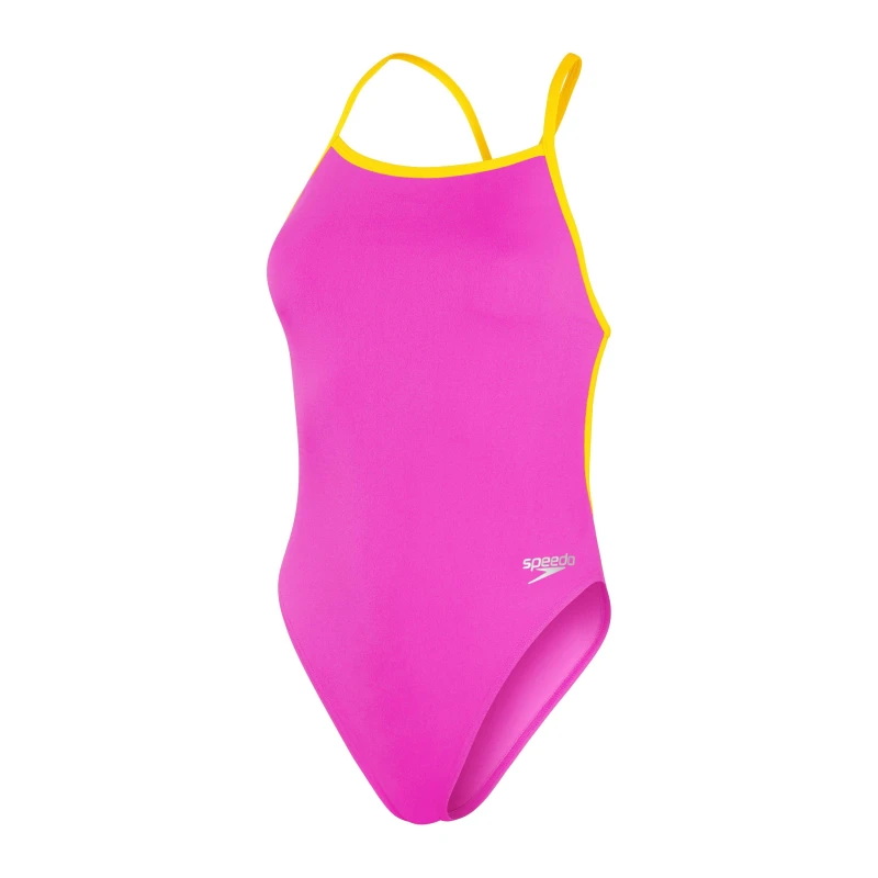Image of Speedo Womens One Piece Swimsuit Pink/Yellow female 38 (XL)