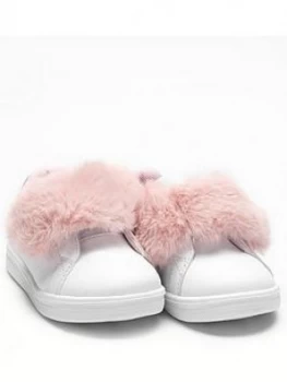 Image of Lelli Kelly Elise Fluffy Strap Plimsolls - White/Pink