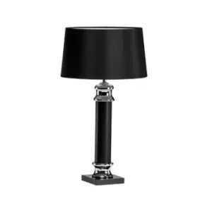 Image of Black with Silver Contrast Column Table Lamp