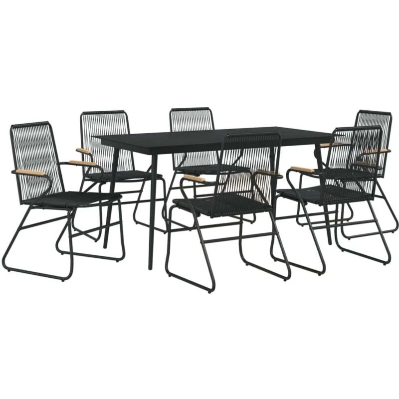 Image of VIDAXL 7 Piece Garden Dining Set Black pvc Rattan Vidaxl 8720286241929