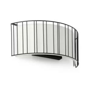 Image of Linda 2 Light Indoor Wall Light Black with White Shade, E27