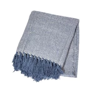 Image of Sass & Belle Blue Herringbone Blanket Throw