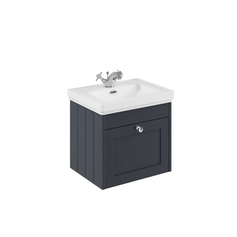 Image of Balterley 500mm Wall Hung 1 Drawer Unit with Basin 1 Tap Hole - Satin Dark Grey Grey Unisex