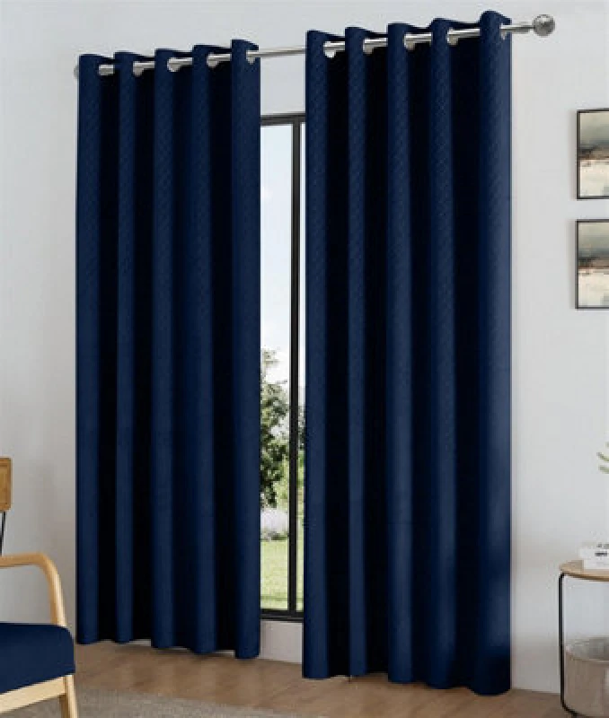 Image of Alan Symonds Temple Velvet Blackout Ring Top Curtains - Blue Blue 9