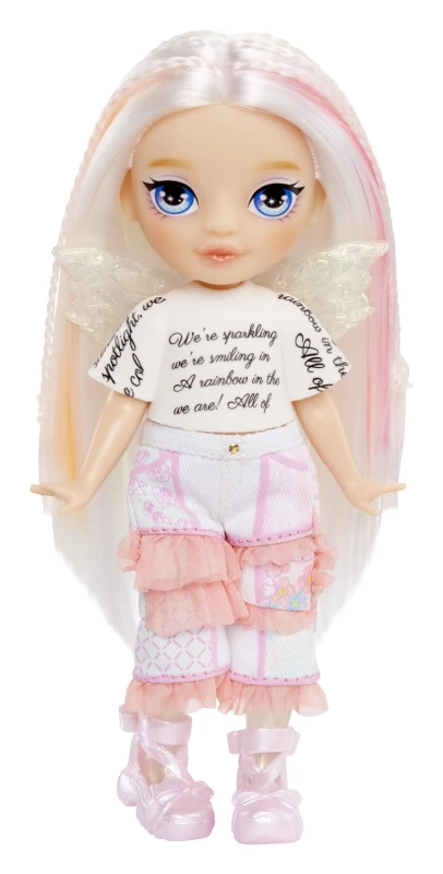 Image of Rainbow High Littles Rainbow Fantasy Fairies & Pet - Opal Rainbow - 14cm Posable Small Doll & Fantasy Owl Pet with Interchangeable Fairy Wings Cute