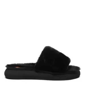Image of Rocket Dog Stratus Black Fur Slide Slipper