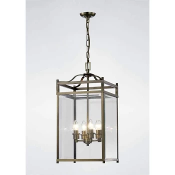 Image of Aston pendant lamp 4 bulbs antique brass / glass