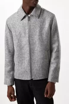 Image of Textured Fall Collar Harrington Jacket